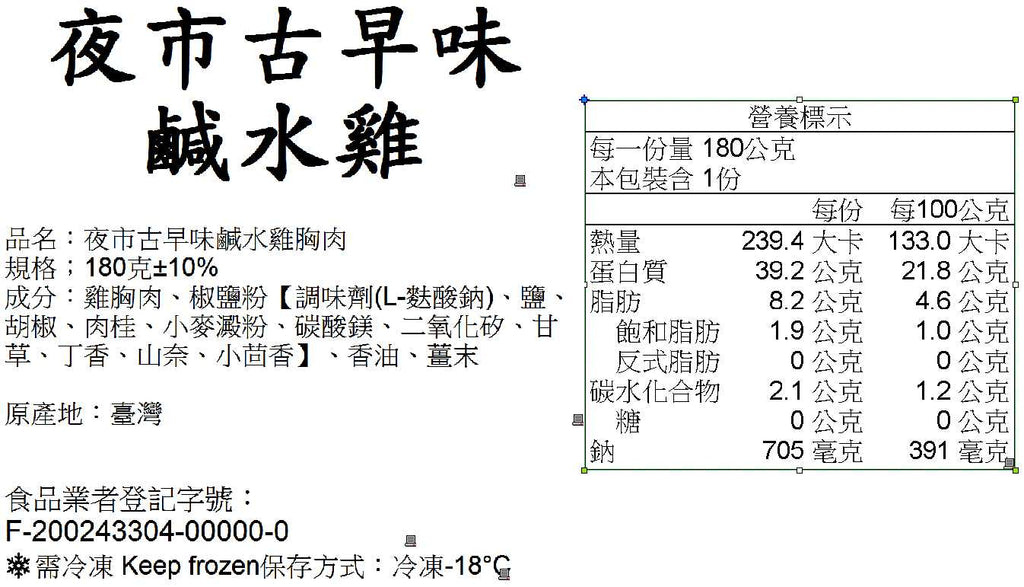 【180克】夜市古早鹹水雞胸